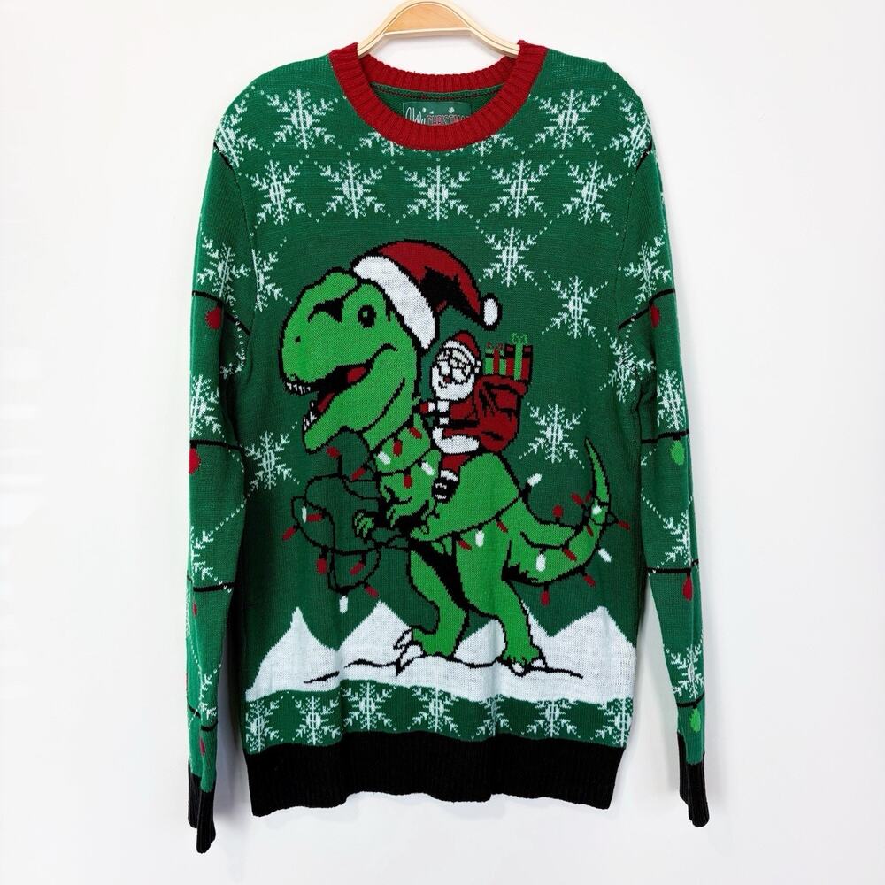 Ugly Sweater Nordstrom‎ Mens Large Christmas Santa Dinosaur Festive Holiday